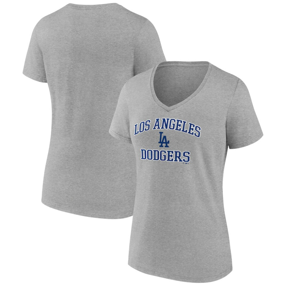 Los Angeles Dodgers Women's Heart and Soul V-Neck T-Shirt - Gray