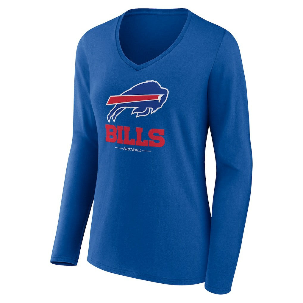 Buffalo Bills Women's Logo Team Lockup Long Sleeve V-Neck T-Shirt - Royal online