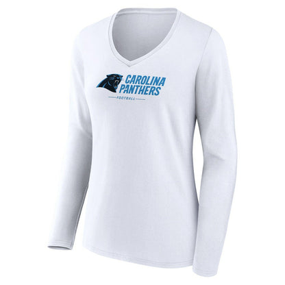 Carolina Panthers Women's Logo Team Lockup Long Sleeve V-Neck T-Shirt - White online