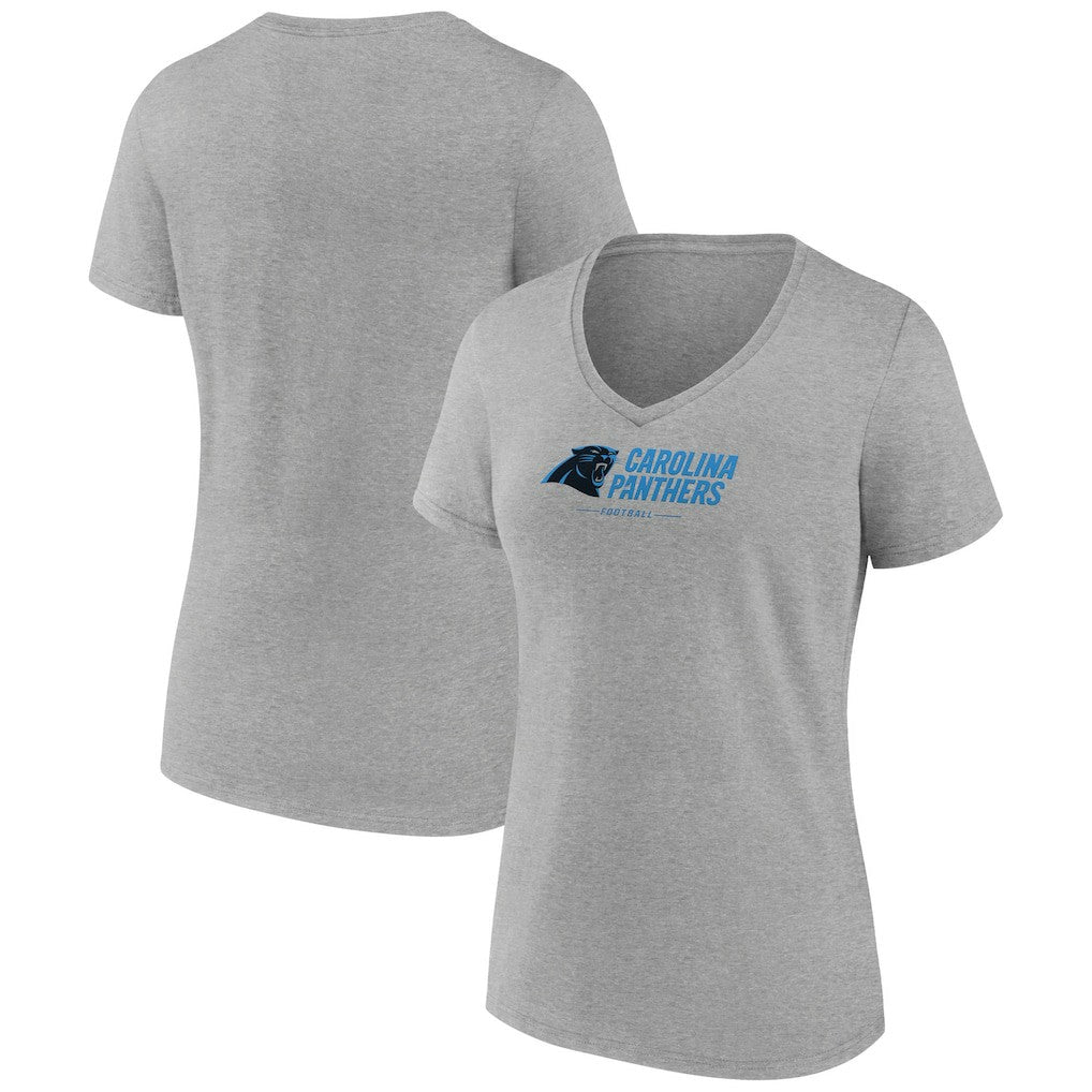 Carolina Panthers Women's Logo Team Lockup V-Neck T-Shirt - Gray discount