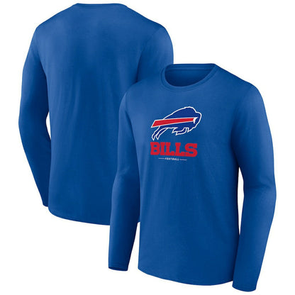Buffalo Bills Logo Team Lockup Long Sleeve T-Shirt - Royal for sale