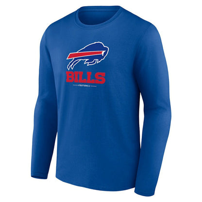 Buffalo Bills Logo Team Lockup Long Sleeve T-Shirt - Royal for sale