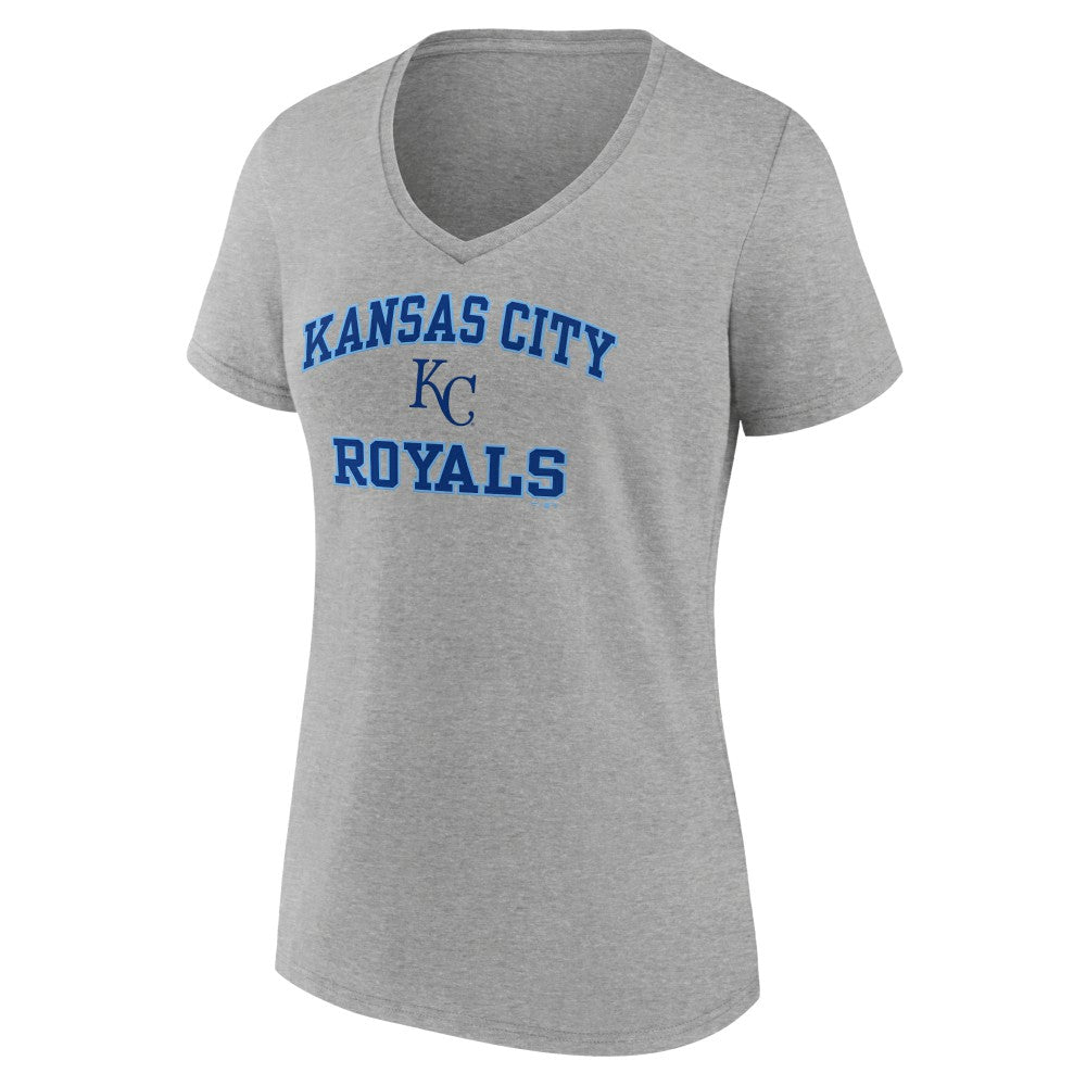 Kansas City Royals Women's Heart and Soul V-Neck T-Shirt - Gray