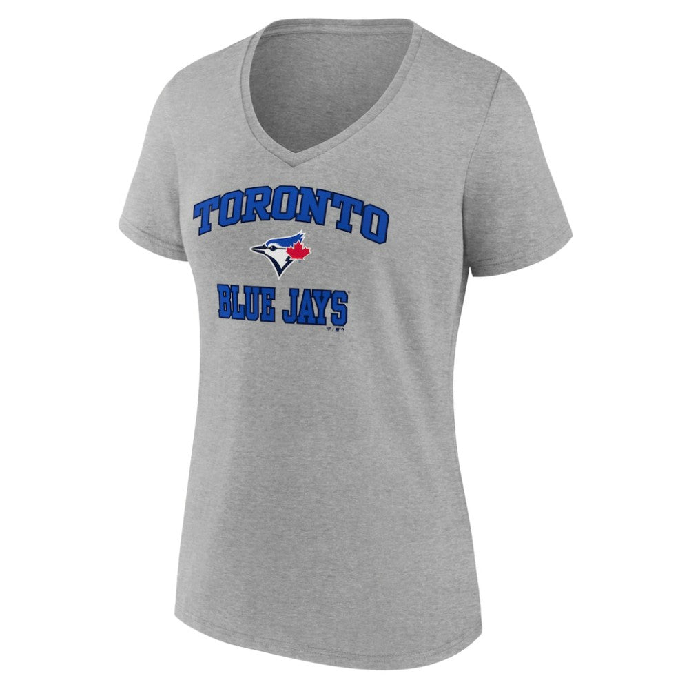 Toronto Blue Jays Women's Heart and Soul V-Neck T-Shirt - Gray