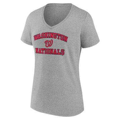 Washington Nationals Women's Heart and Soul V-Neck T-Shirt - Gray