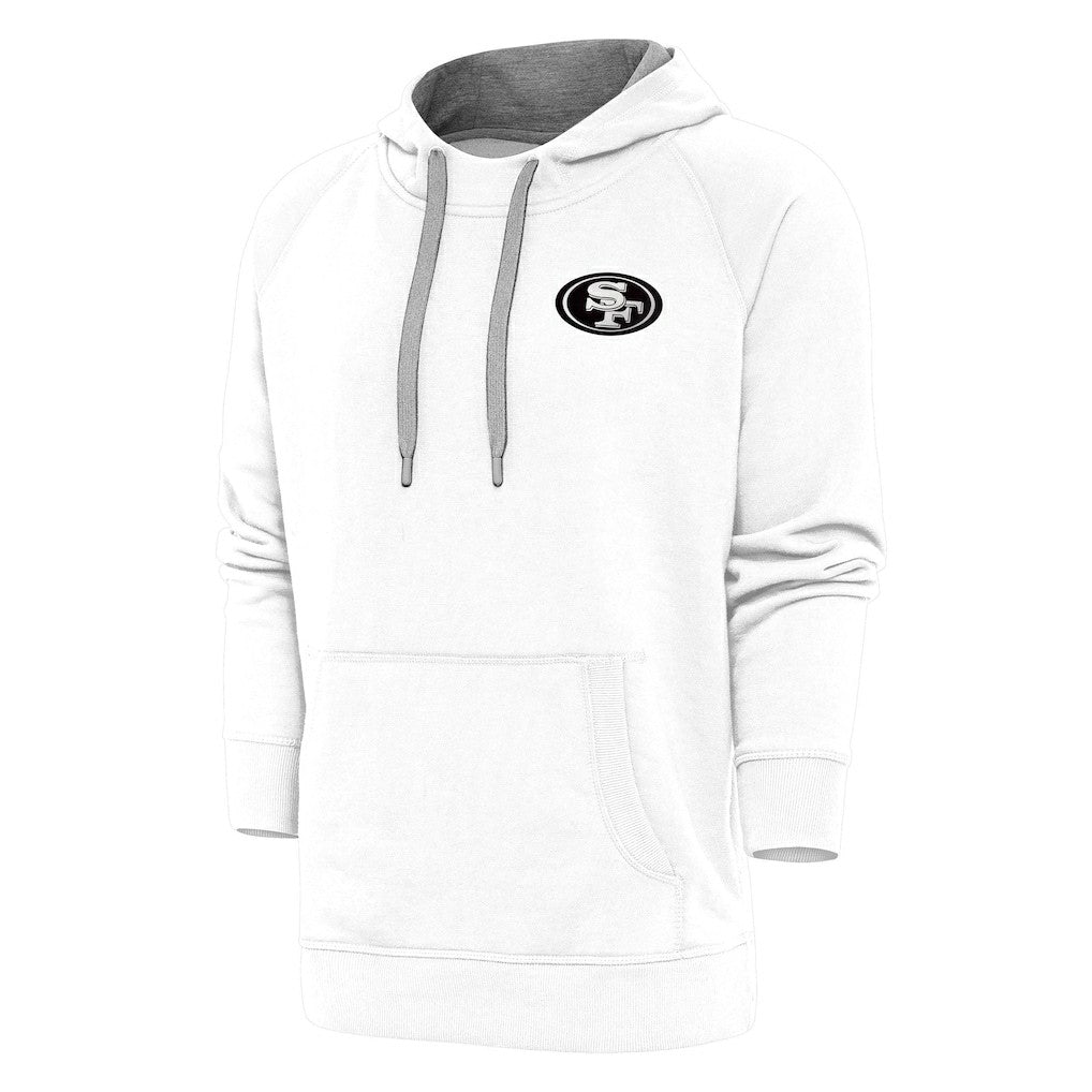 San Francisco 49ers Antigua Metallic Logo Victory Pullover Hoodie - White on sale