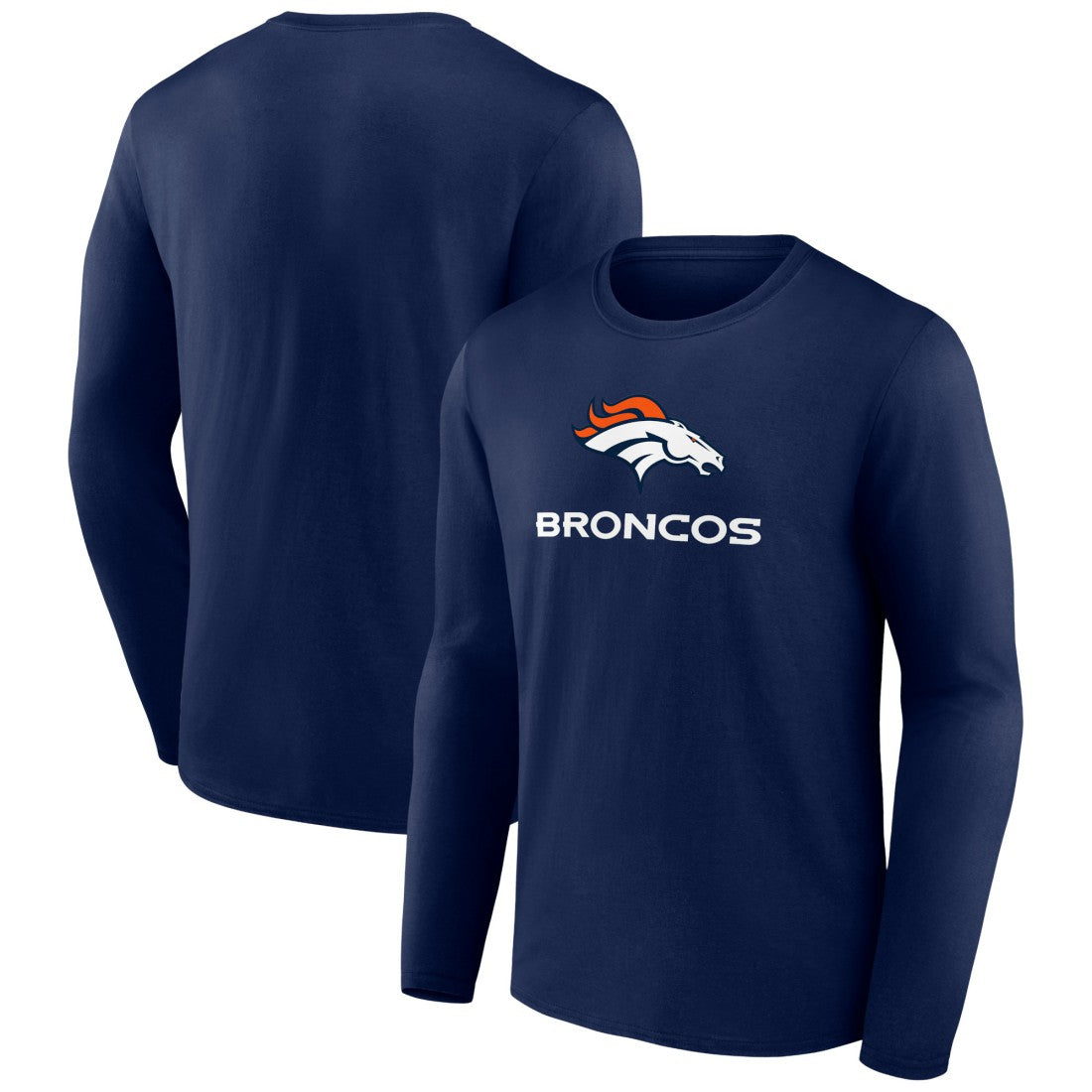 Denver Broncos Logo Team Lockup Long Sleeve T-Shirt - Navy sale