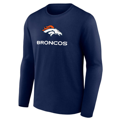 Denver Broncos Logo Team Lockup Long Sleeve T-Shirt - Navy sale