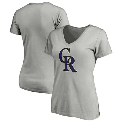 Colorado Rockies Women's Official Logo V-Neck T-Shirt - Gray