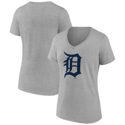 Detroit Tigers Women's Official Logo V-Neck T-Shirt - Gray