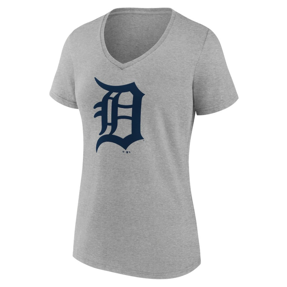Detroit Tigers Women's Official Logo V-Neck T-Shirt - Gray