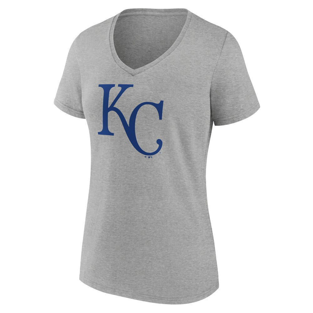 Kansas City Royals Women's Official Logo V-Neck T-Shirt - Gray