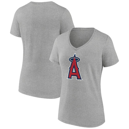 Los Angeles Angels Women's Official Logo V-Neck T-Shirt - Gray