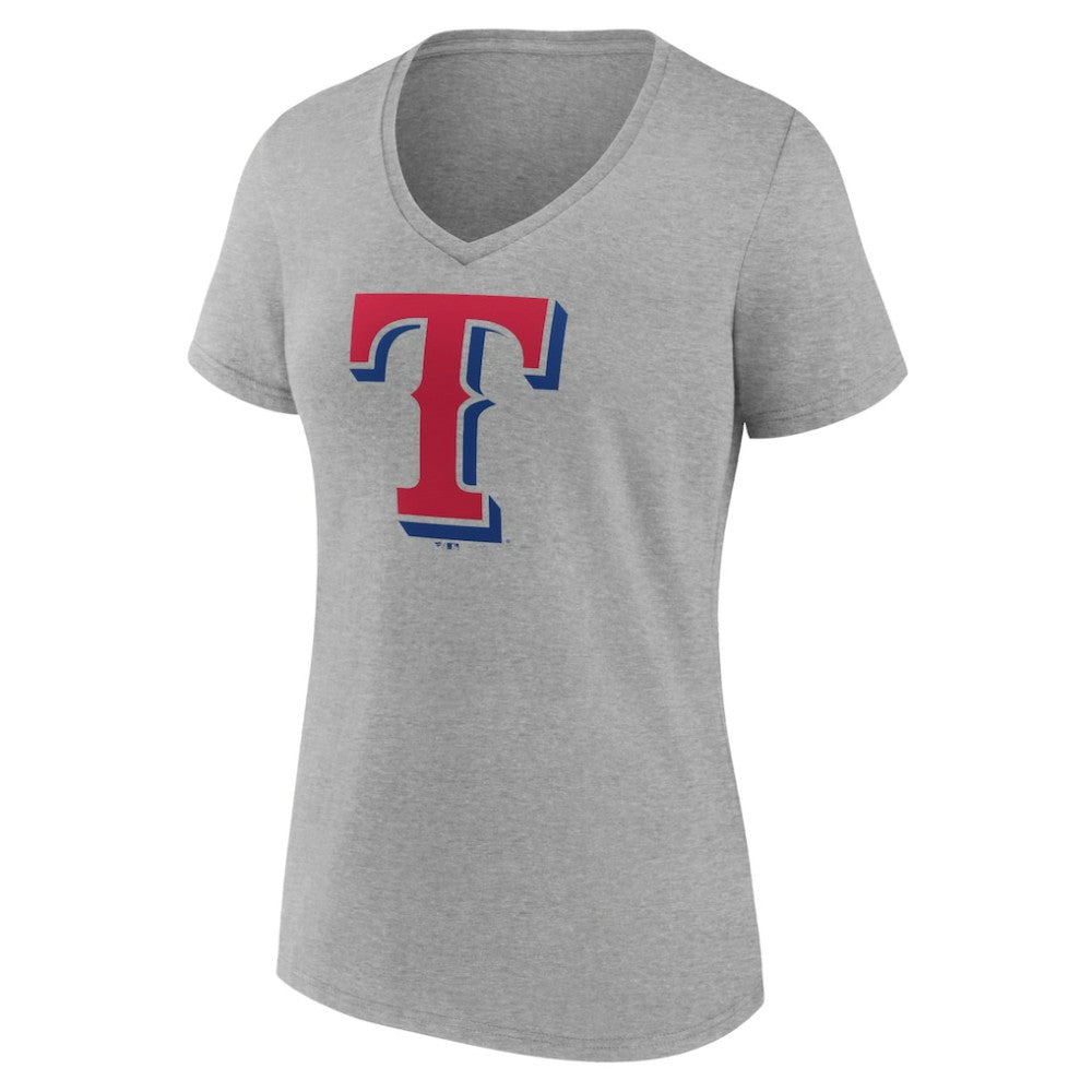 Texas Rangers Women's Official Logo V-Neck T-Shirt - Gray