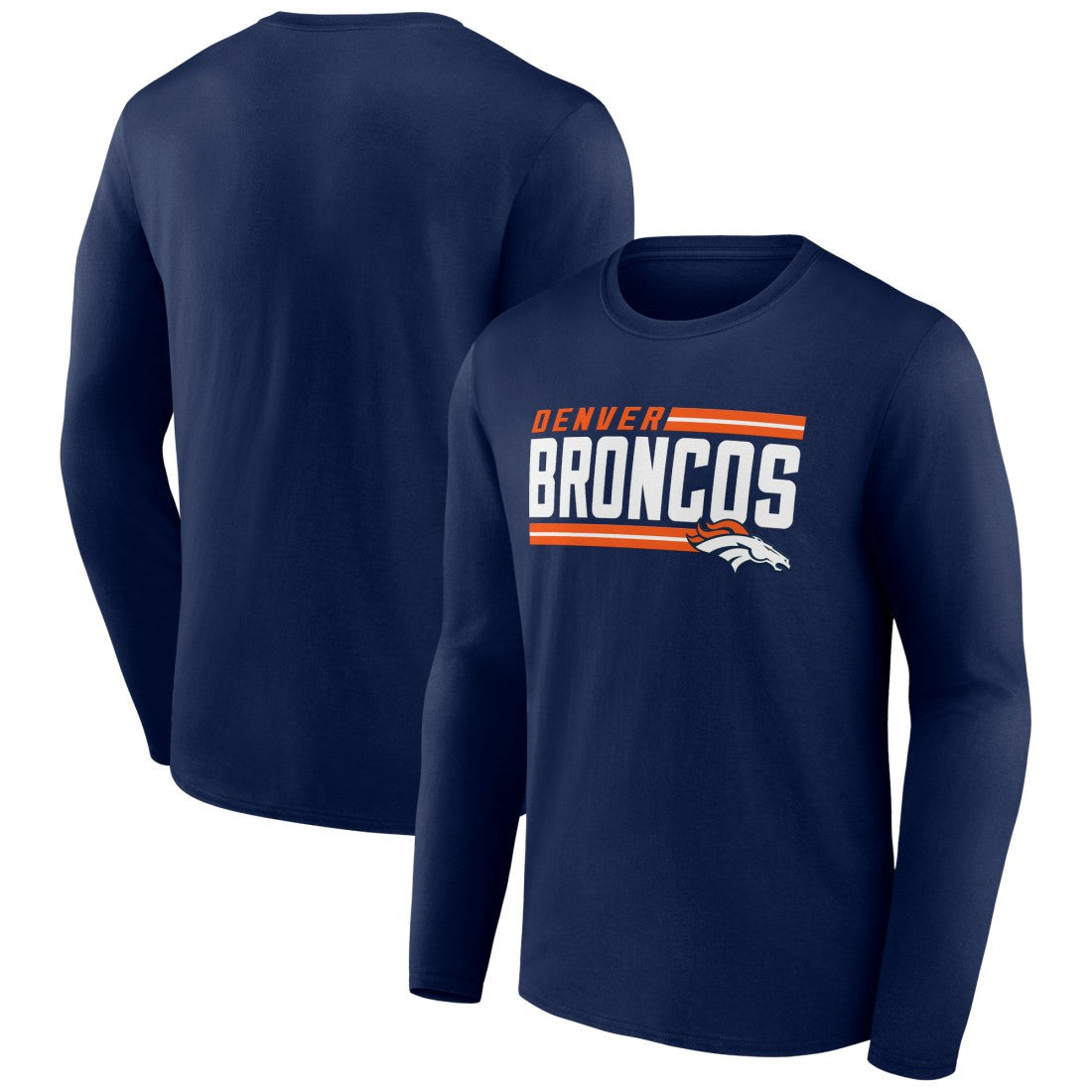 Denver Broncos On Side Stripe Team Long Sleeve T-Shirt - Navy sale