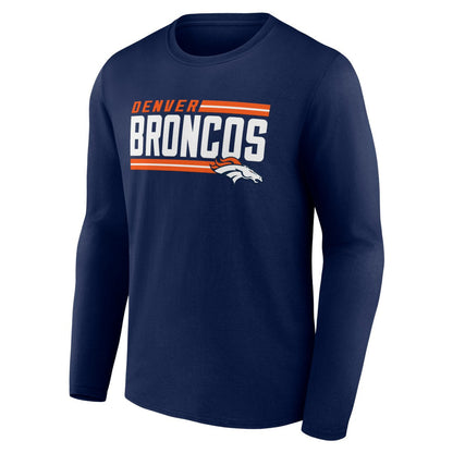 Denver Broncos On Side Stripe Team Long Sleeve T-Shirt - Navy sale