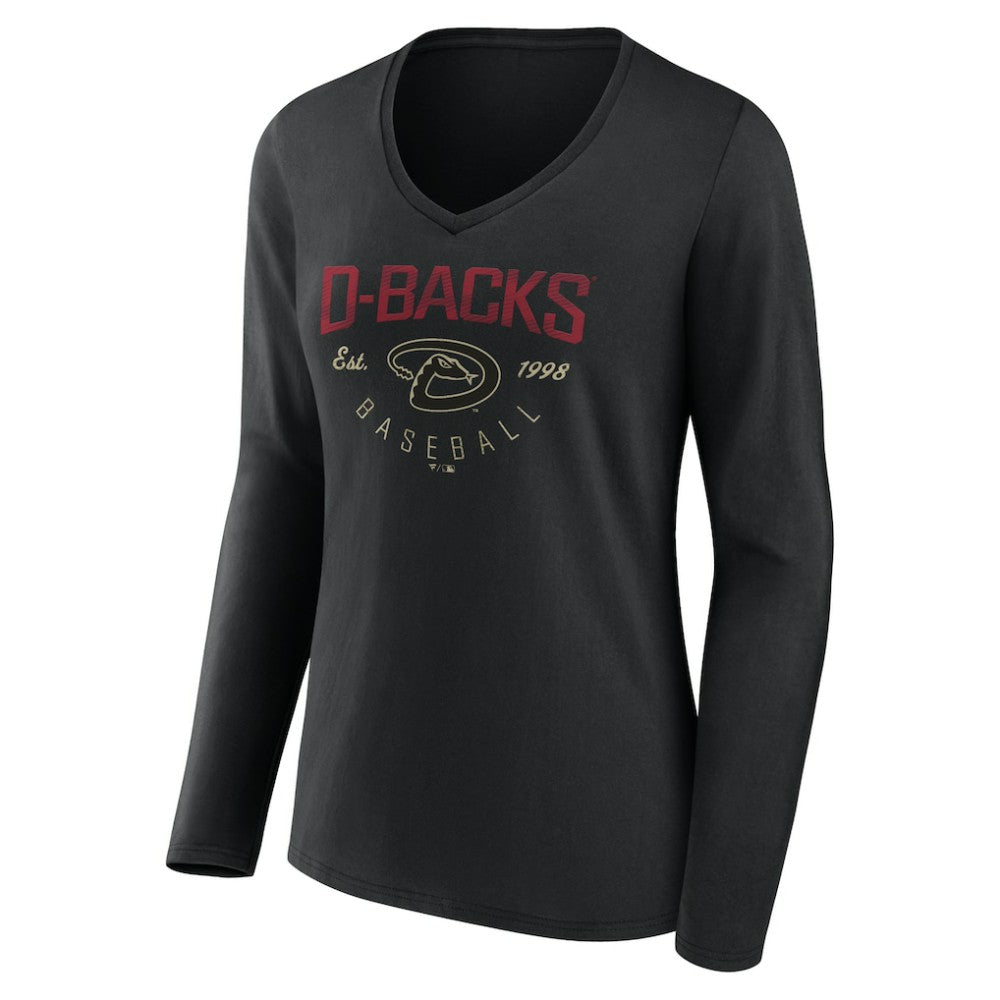 Arizona Diamondbacks Women's Live For It Long Sleeve Long Sleeve V-Neck T-Shirt - Black