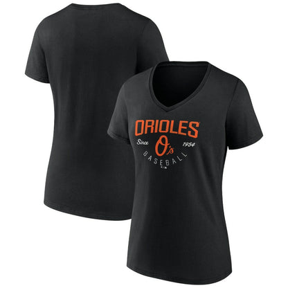 Baltimore Orioles Women's Live For It Team V-Neck T-Shirt - Black