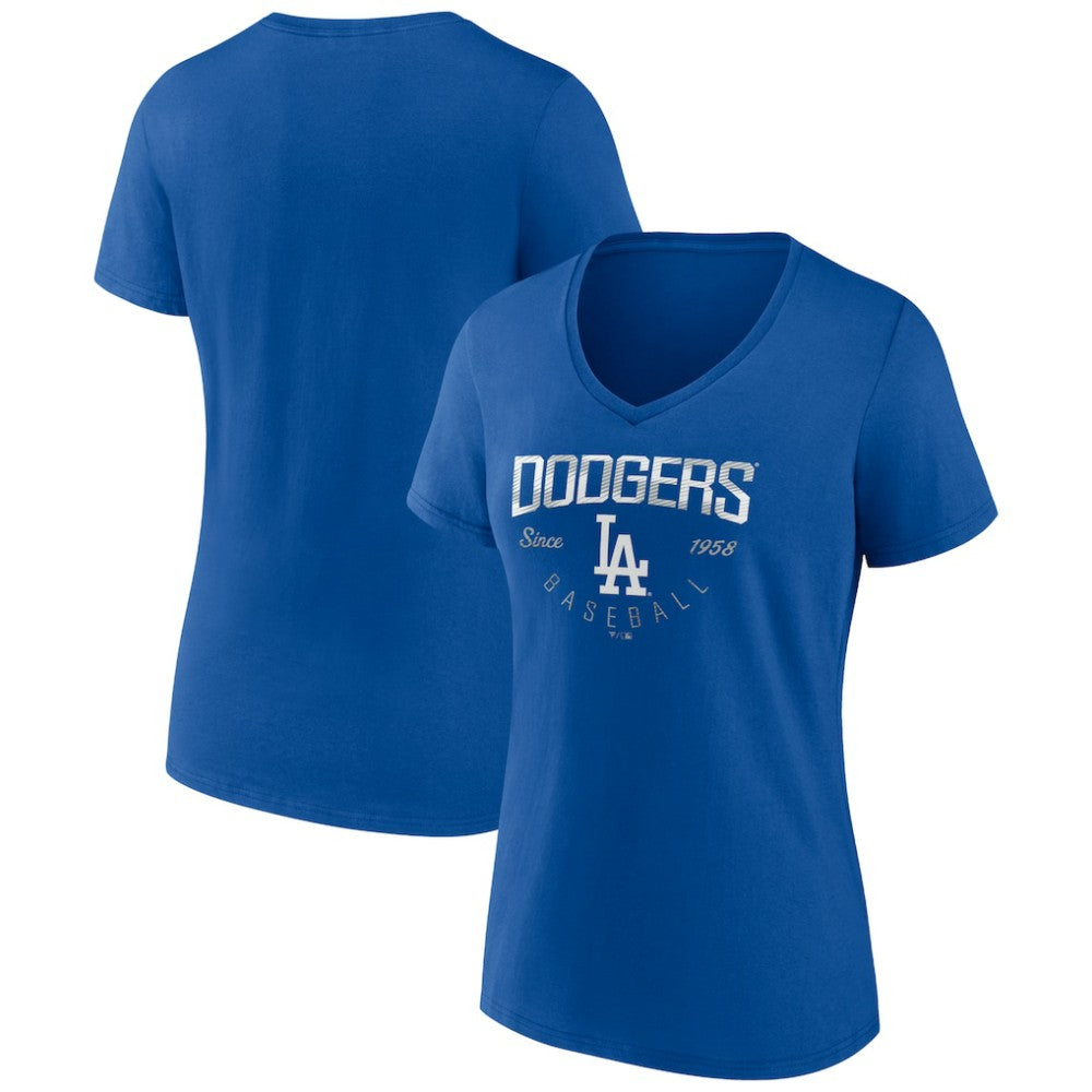 Los Angeles Dodgers Women's Live For It Team V-Neck T-Shirt - Royal