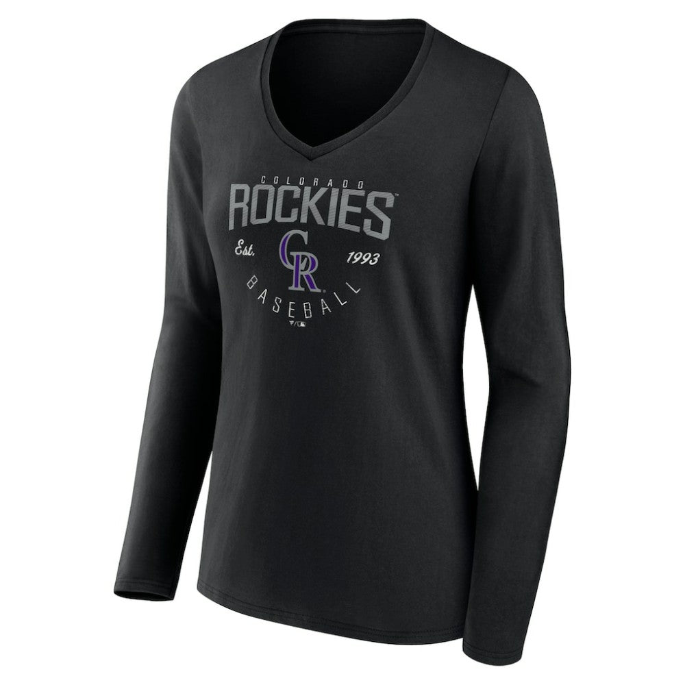 Colorado Rockies Women's Live For It Long Sleeve Long Sleeve V-Neck T-Shirt - Black
