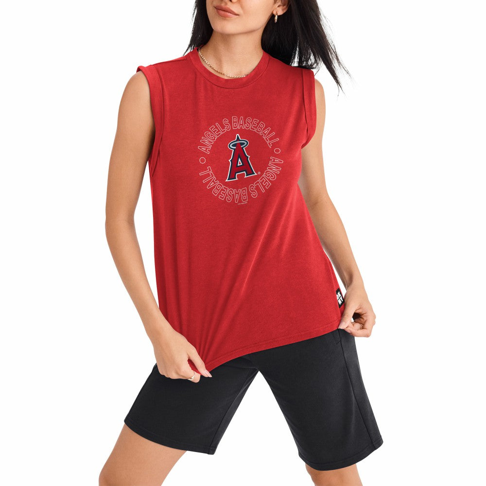 Los Angeles Angels DKNY Sport Women's Madison Tri-Blend Tank Top - Red