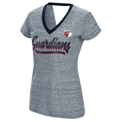 Cleveland Guardians Touch Women's Halftime Back Wrap Top V-Neck T-Shirt - Navy