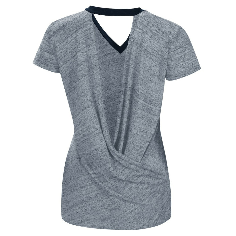 Cleveland Guardians Touch Women's Halftime Back Wrap Top V-Neck T-Shirt - Navy