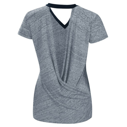 Cleveland Guardians Touch Women's Halftime Back Wrap Top V-Neck T-Shirt - Navy
