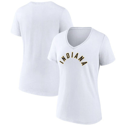 Indiana Pacers Women's Wordmark V-Neck T-Shirt - White on sale