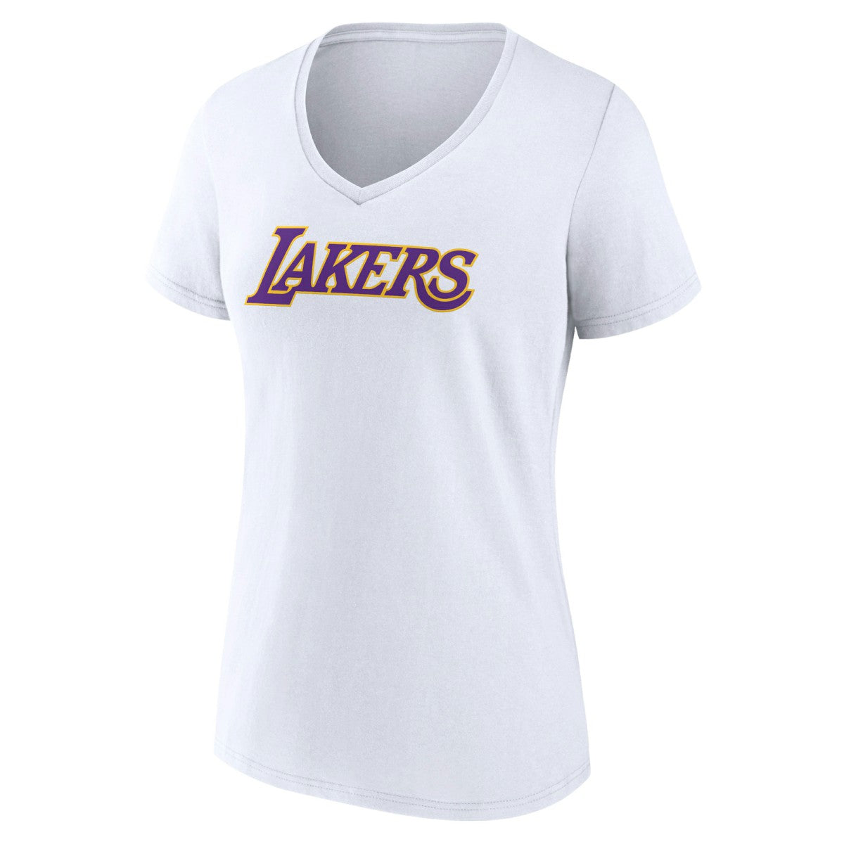 Los Angeles Lakers Women's Wordmark V-Neck T-Shirt - White on sale