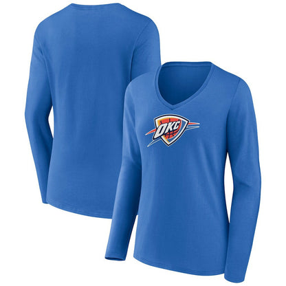 Oklahoma City Thunder Women's Logo Long Sleeve V-Neck T-Shirt - Blue discount