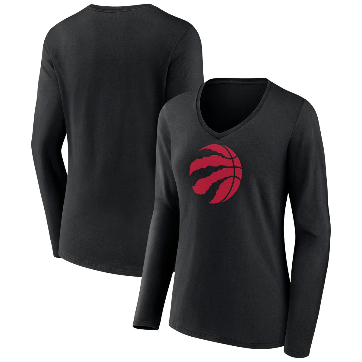 Toronto Raptors Women's Logo Long Sleeve V-Neck T-Shirt - Black on sale