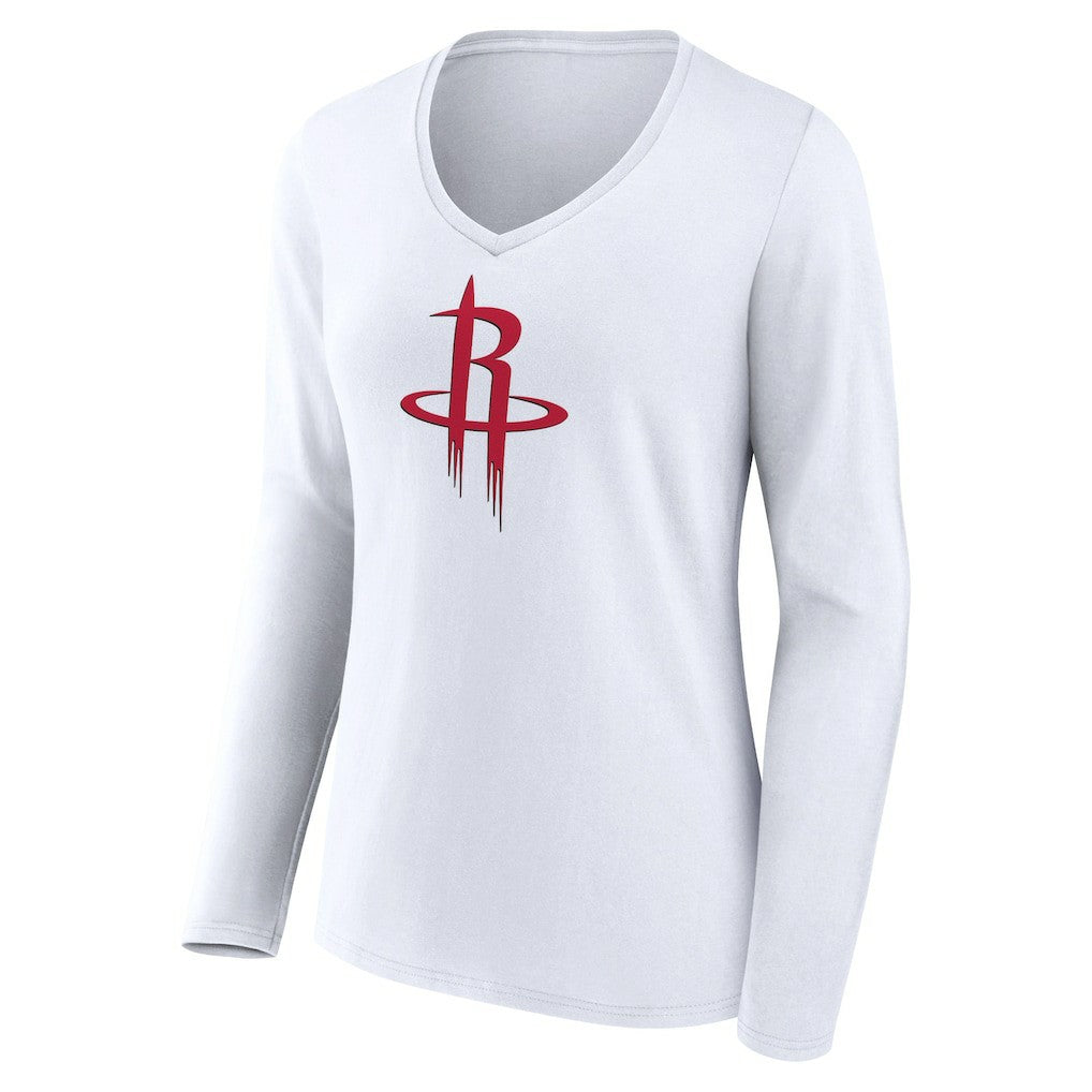 Houston Rockets Women's Logo Long Sleeve V-Neck T-Shirt - White discount