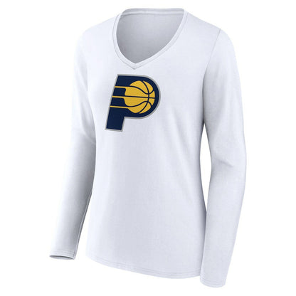 Indiana Pacers Women's Logo Long Sleeve V-Neck T-Shirt - White on sale