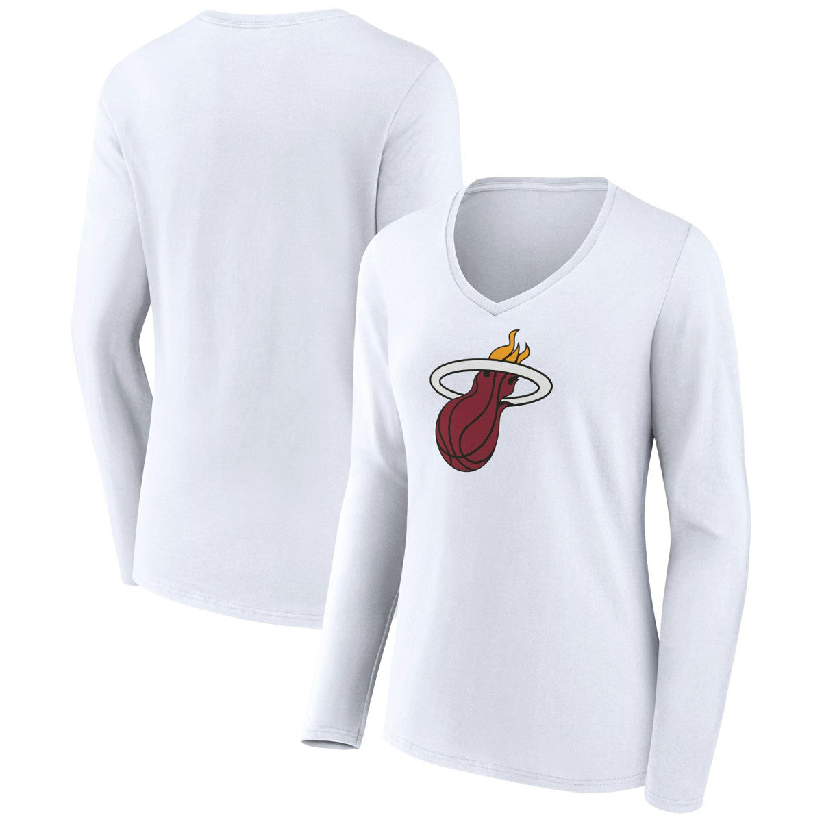 Miami Heat Women's Logo Long Sleeve V-Neck T-Shirt - White outlet