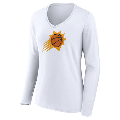 Phoenix Suns Women's Logo Long Sleeve V-Neck T-Shirt - White outlet