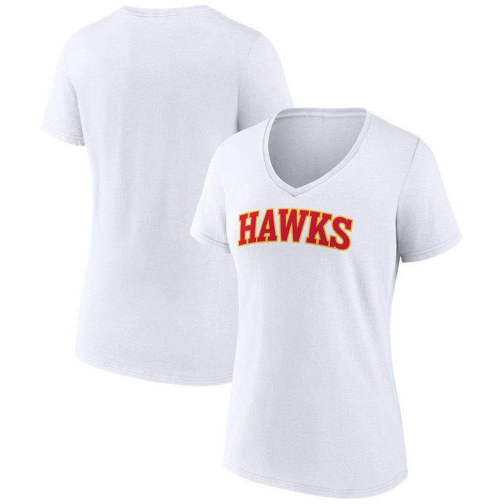 Atlanta Hawks Women's Wordmark V-Neck T-Shirt - White on sale