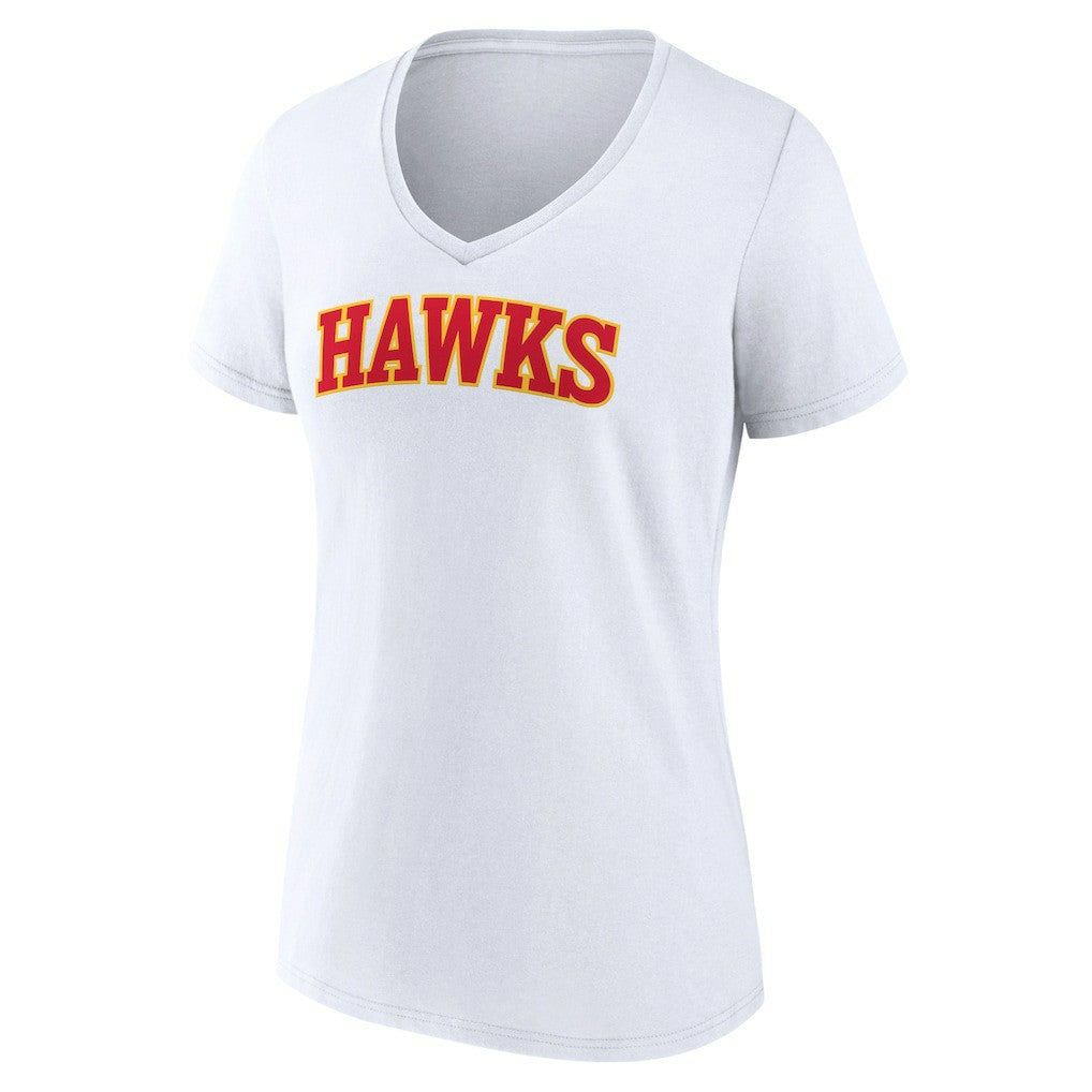 Atlanta Hawks Women's Wordmark V-Neck T-Shirt - White on sale