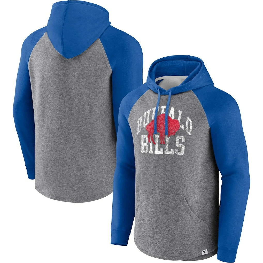 Buffalo Bills Favorite Arch Raglan Pullover Hoodie - Heather Gray online