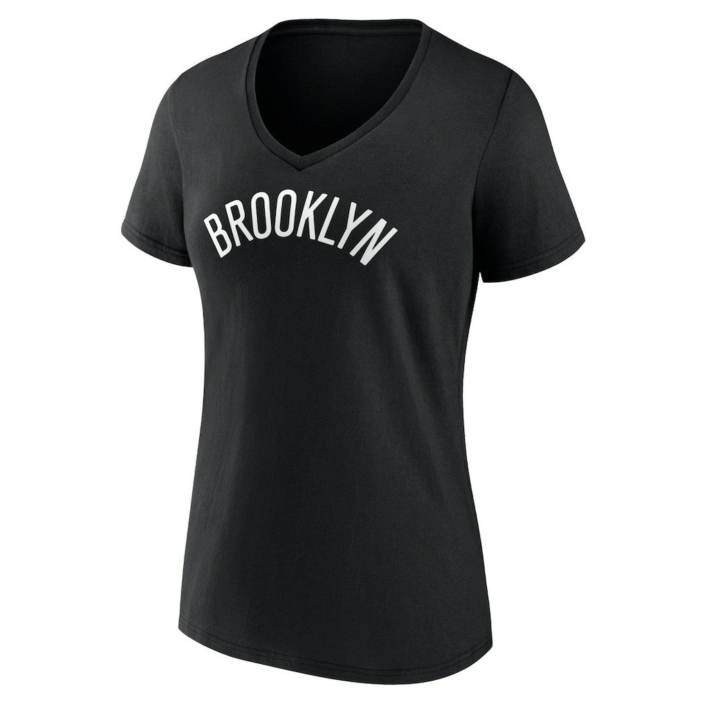 Brooklyn Nets Women's Wordmark V-Neck T-Shirt - Black sale