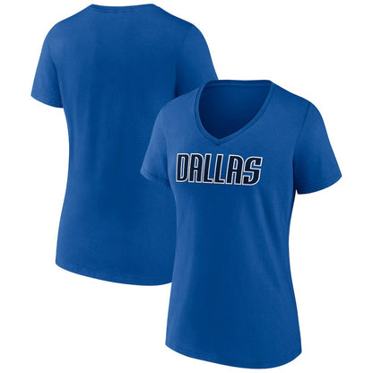 Dallas Mavericks Women's Wordmark V-Neck T-Shirt sale - Royal shop