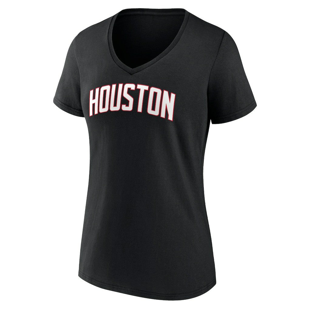 Houston Rockets Women's Wordmark V-Neck T-Shirt - Black cheap