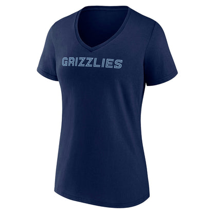 Memphis Grizzlies Women's Wordmark V-Neck T-Shirt - Navy sale