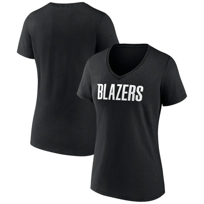 Portland Trail Blazers Women's Wordmark V-Neck T-Shirt - Black on sale
