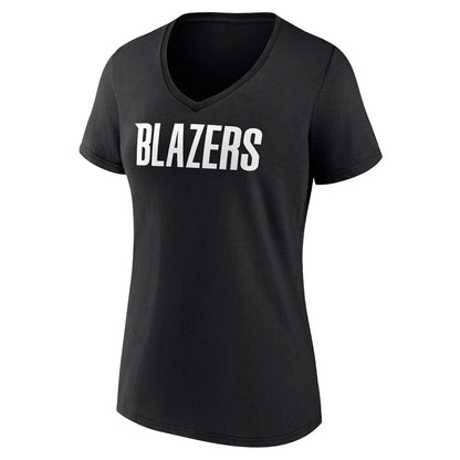 Portland Trail Blazers Women's Wordmark V-Neck T-Shirt - Black on sale