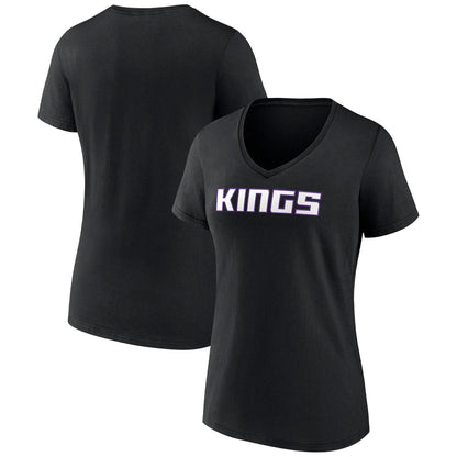 Sacramento Kings Women's Wordmark V-Neck T-Shirt - Black shop