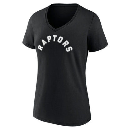 Toronto Raptors Women's Wordmark V-Neck T-Shirt - Black on sale