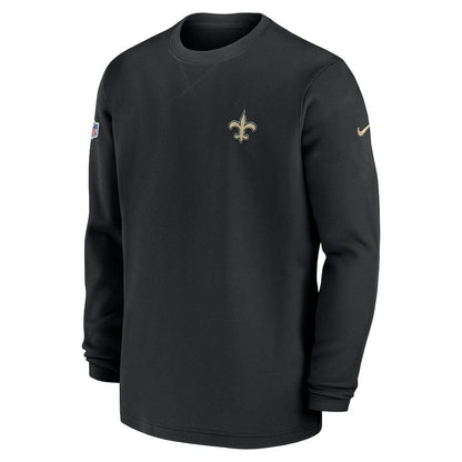 New Orleans Saints 2023 Sideline Throwback Heavy Brushed Waffle Long Sleeve Top - Black | Nike for sale