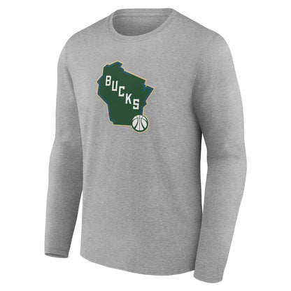 Milwaukee Bucks Alternate Logo Long Sleeve T-Shirt - Gray cheap