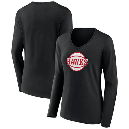 Atlanta Hawks Women's Alternate Logo V-Neck Long Sleeve T-Shirt - Black online